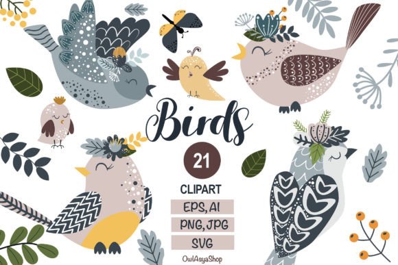 Birds and Flowers Clipart Graphics and Illustrations Review