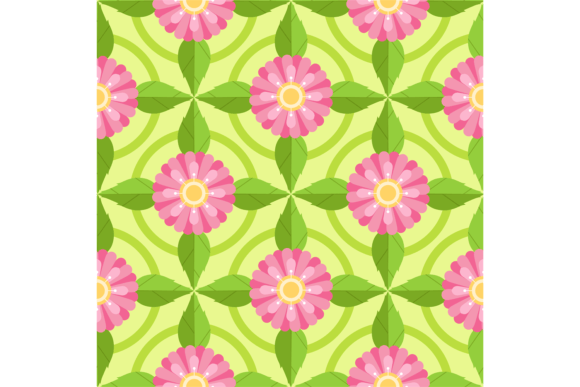 Decorative Pink Flowers on Seamless Orna Graphics and Illustrations