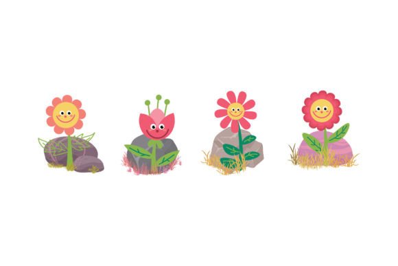 Flowers Grow on Rocks Graphics and Illustrations