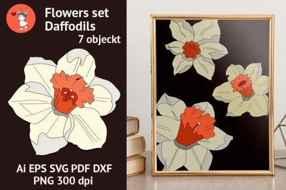 Flowers Set. Daffodils Graphics and Illustrations