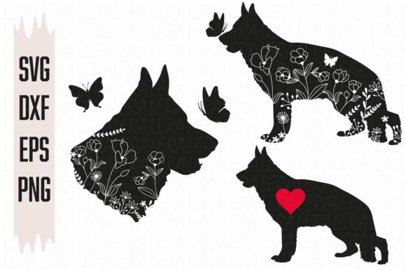 German Shepherd Flowers Graphics and Illustrations Review