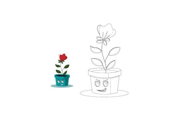 Kawaii Flowers Coloring 14: Graphics & Illustrations for Handmade Makers