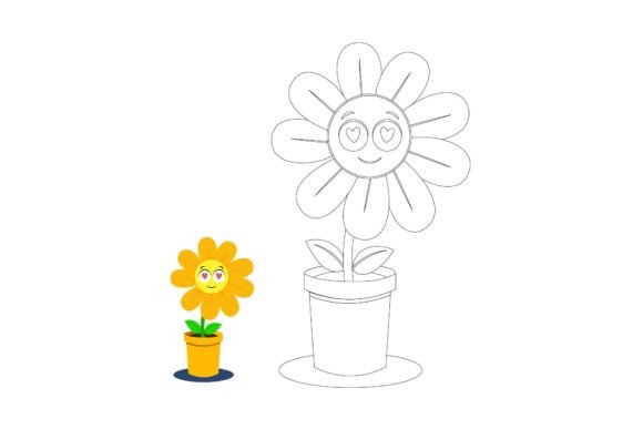 Kawaii Flowers Coloring 2 Graphics and Illustrations Review