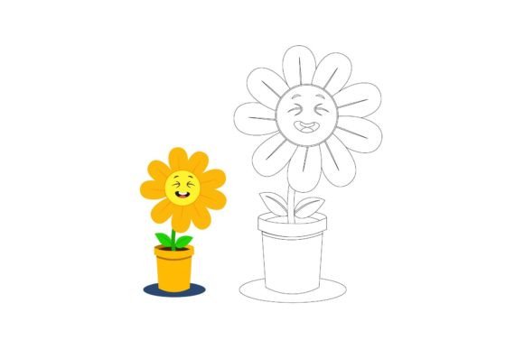 Kawaii Flowers Coloring 6 Graphics and Illustrations Review