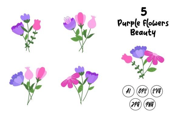 Purple Flowers Beauty Graphics and Illustrations Review