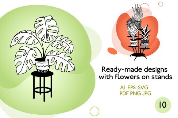 Ready-made Designs with Flowers on Stand Graphics and Illustrations