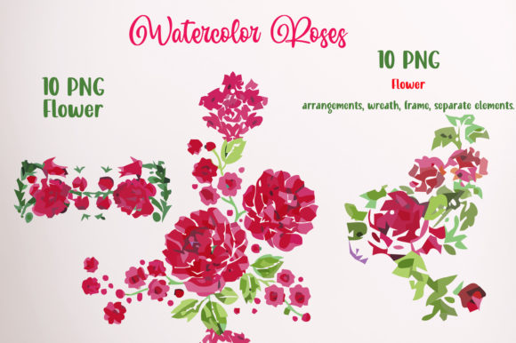 Red Roses Watercolor Clipart for Graphics and Illustrations