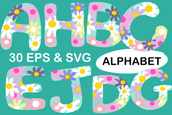 Spring Summer Flowers Alphabet Set: Fresh Graphics for Editorial Illustrations