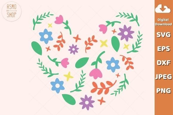 Wild Flowers Heart SVG Graphics and Illustrations Review